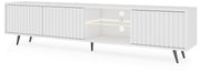 TV-Schrank Bello mit Lamellenfronten, 175 cm, weiß, mit LED und schwarzen Beinen