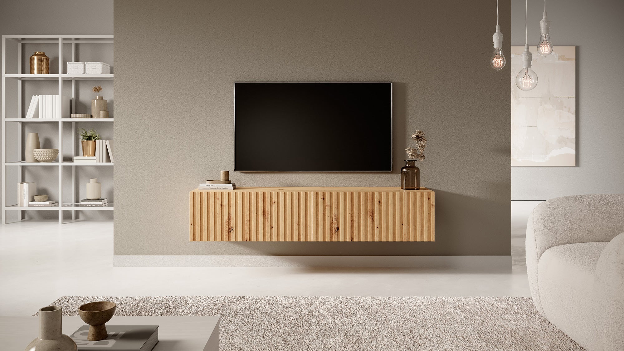 TV-Schrank Telire 138,6 cm Artisan Eiche Lamellen