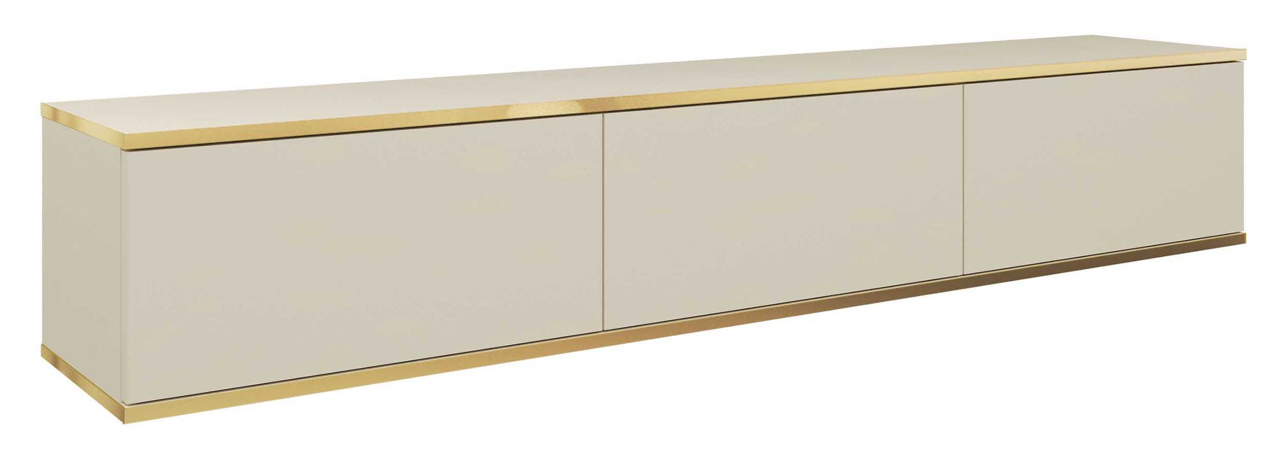 TV-Schrank Mucalma 175 cm beige mit goldenen Einsätzen
