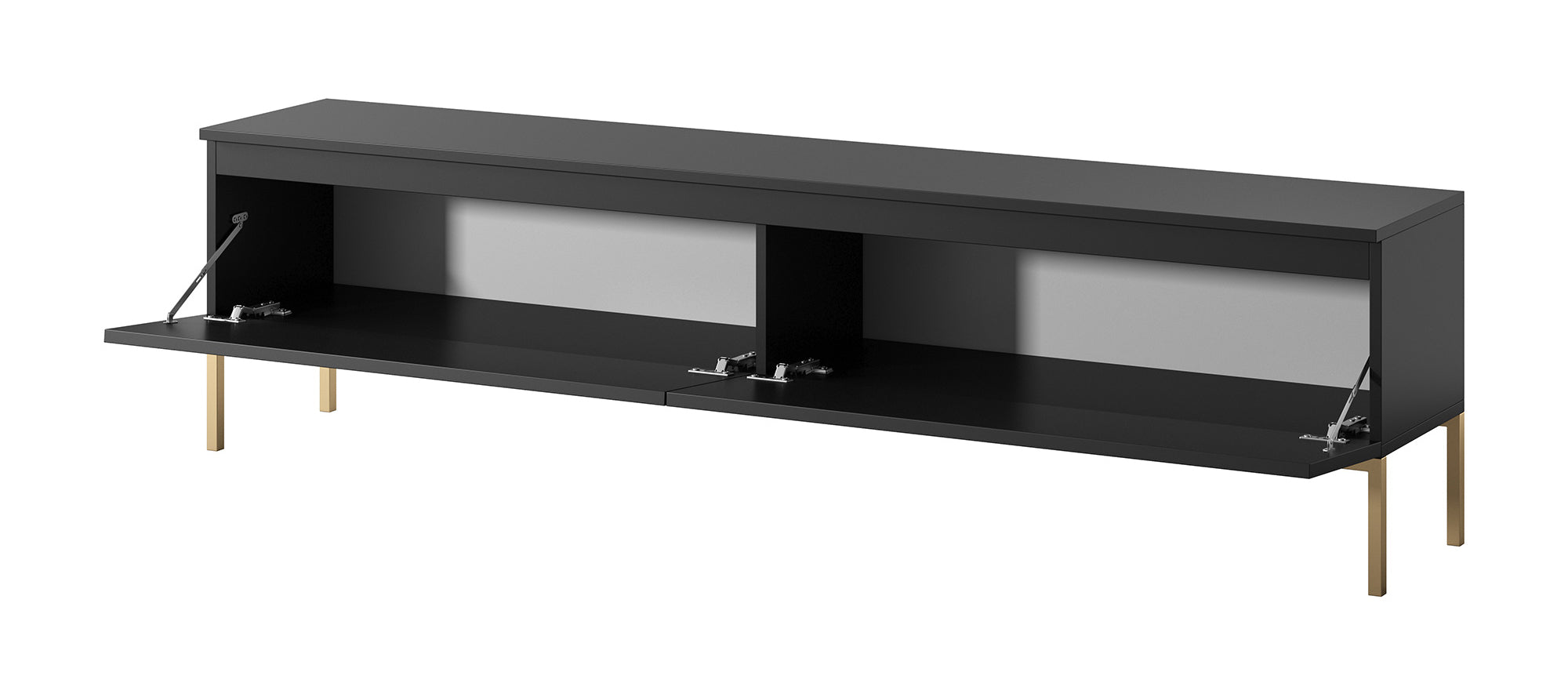 TV-Schrank Bemmi 175 cm schwarz mit goldenen Beinen