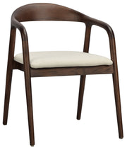 Holzstuhl für das Esszimmer Insible mit leicht zu reinigendem Stoff, cremefarbene Flechtung/Nussbaum