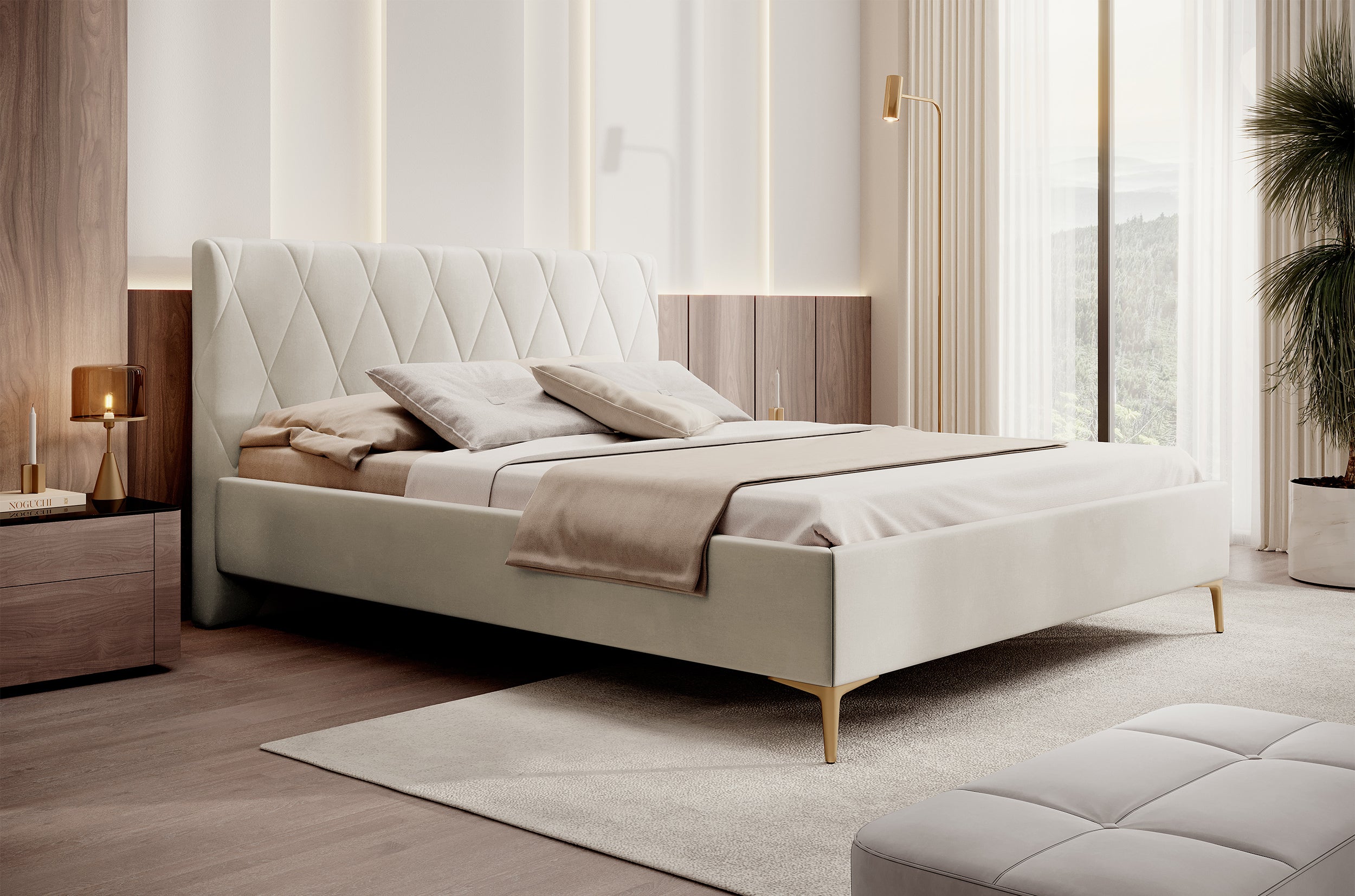 Polsterbett 160x200 cm Tiksi beige Samt