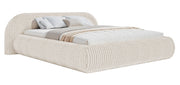 Polsterbett 140x200 cm Shels Low mit Stauraum, Metallrahmen, cremefarben, dicker Cordstoff