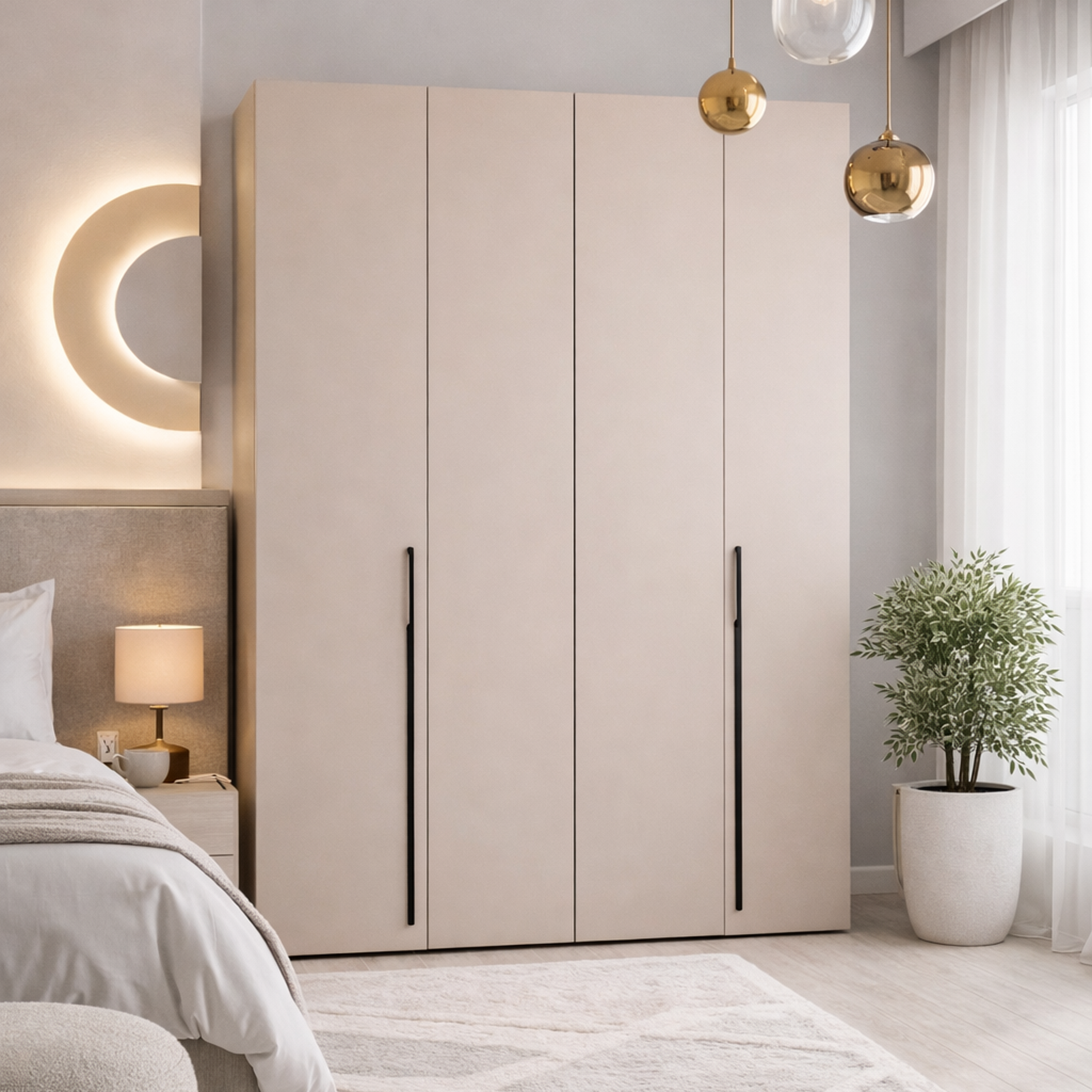 Zweiflügeliger Schrank Bari mit drei Schubladen, 170 cm, Kaschmirfarben