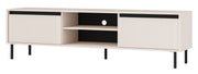 TV-Schrank Osaka mit zwei Schubladen und einem Regal, 179 cm, sandbeige auf schwarzen Beinen
