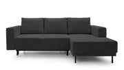 Ecksofa mit Schlaffunktion Rodario Mini, L-förmig, mit Stauraum, dunkelgrauer Cordstoff, rechtsseitig