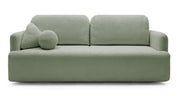Dreisitziges ausklappbares Sofa Lambina mit Stauraum, Salbeigrüner Bouclé-Bezug