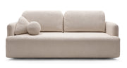 Dreisitziges ausklappbares Sofa Lambina mit Stauraum, beige Bouclé
