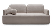 Dreisitziges ausklappbares Sofa Lambina mit Stauraum, dunkelbeige Bouclé