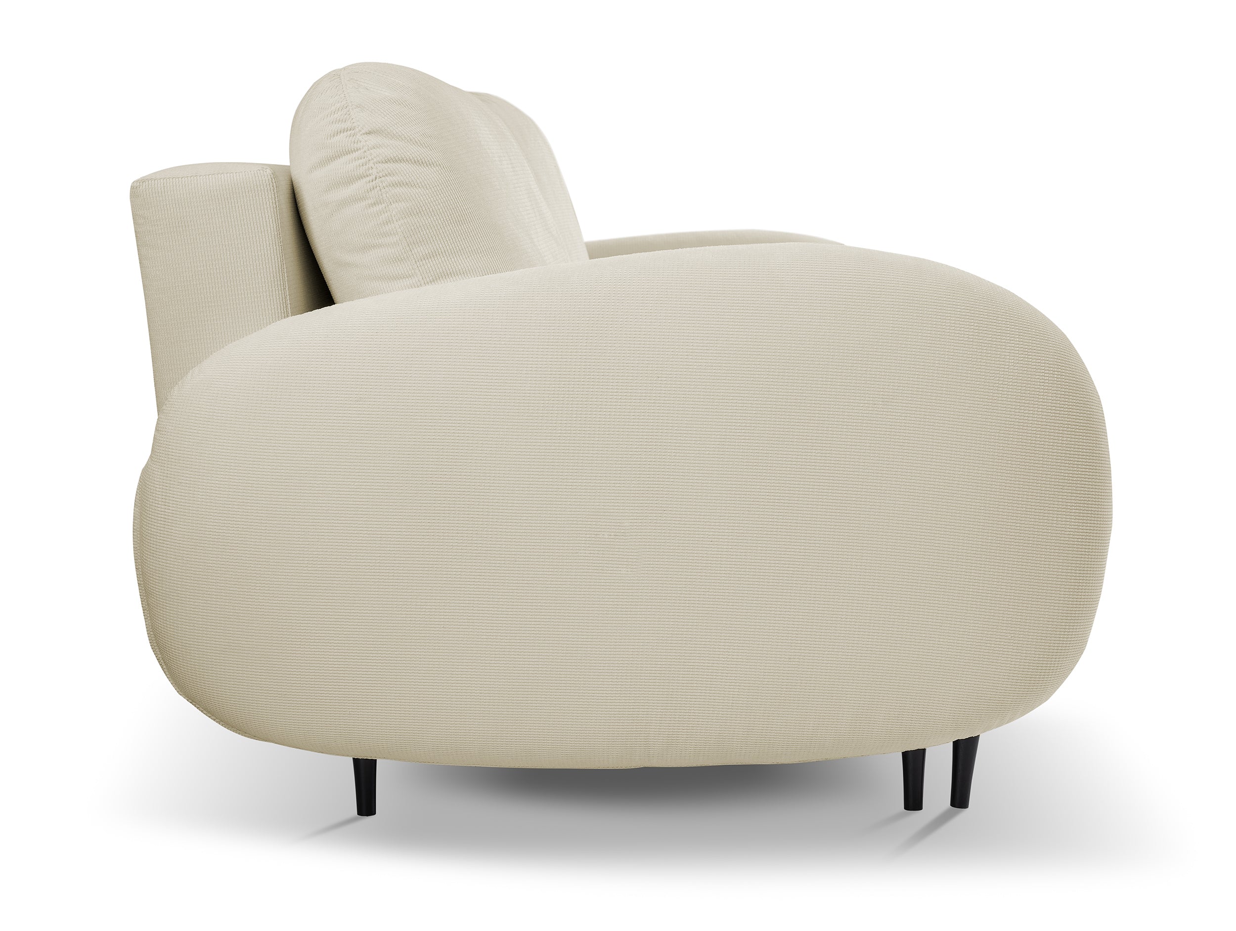 Ausklappbare Bafra Couch mit Schlaffunktion und Bettkasten, cremefarbener Cordstoff