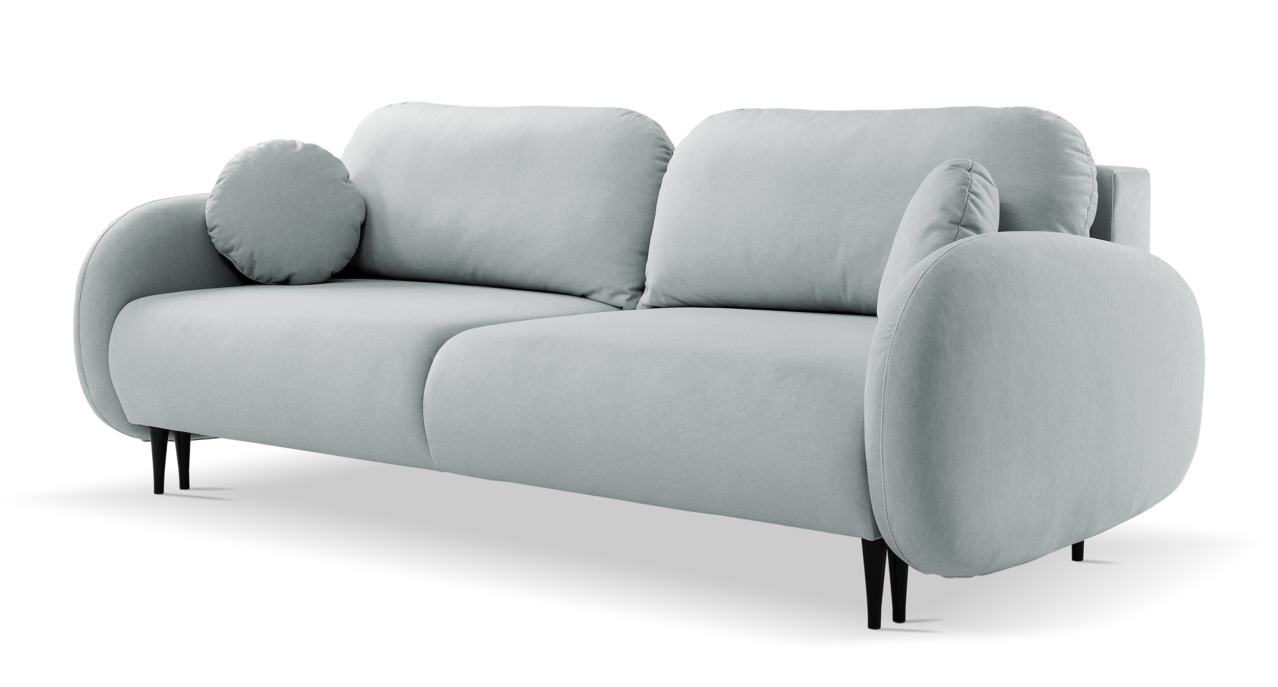 Ausklappbares Sofa Bafra mit Schlafunktion und Bettkasten, grauer Samt