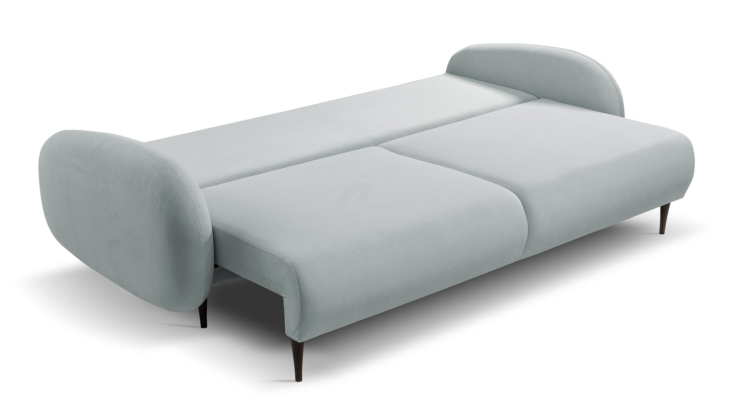 Ausklappbares Sofa Bafra mit Schlafunktion und Bettkasten, grauer Samt