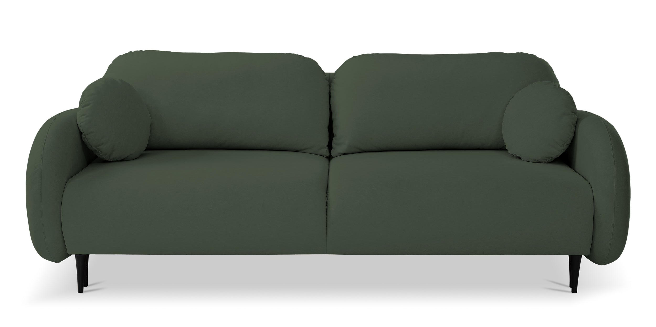 Ausziehbare Bafra-Sofa mit Schlaffunktion und Bettkasten, olivgrüner Samt