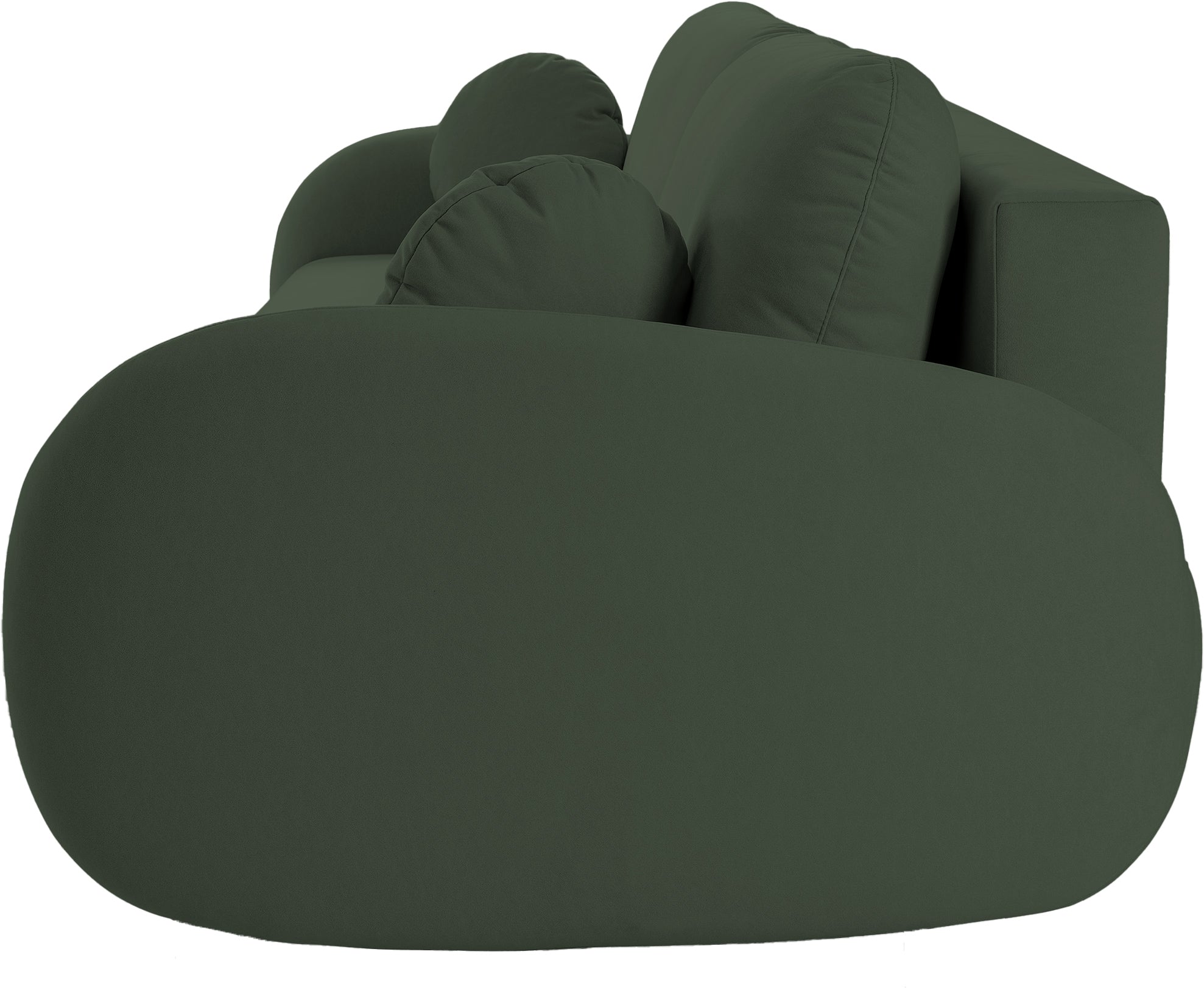 Ausziehbare Bafra-Sofa mit Schlaffunktion und Bettkasten, olivgrüner Samt