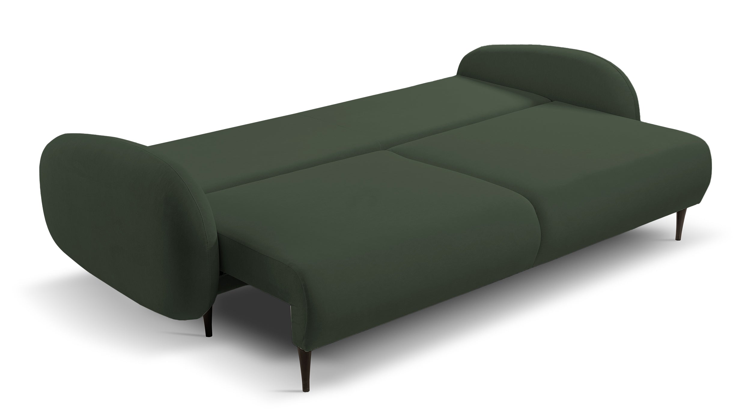Ausziehbare Bafra-Sofa mit Schlaffunktion und Bettkasten, olivgrüner Samt