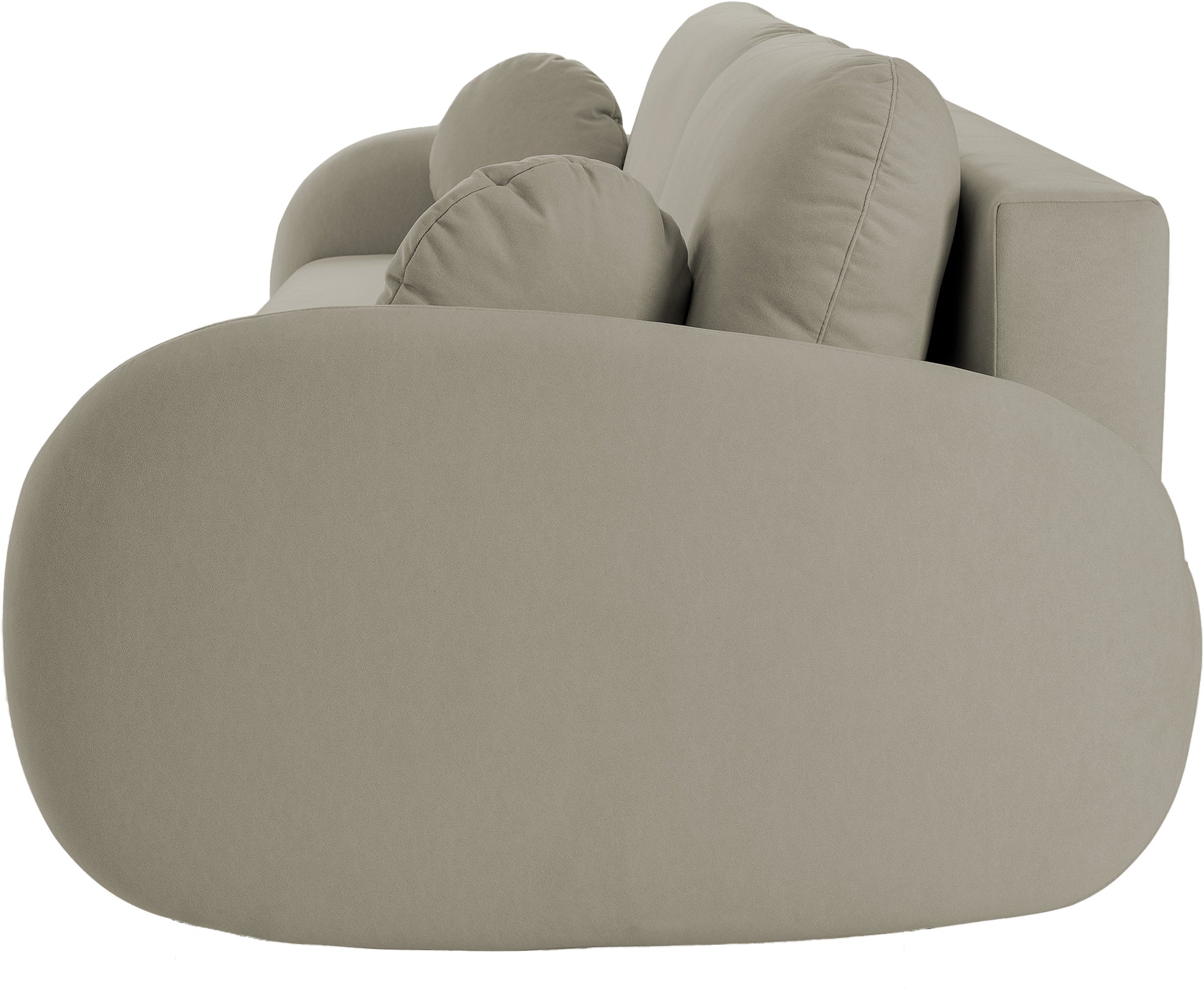 Ausziehbares Sofa Bafra mit Schlafunktion und Bettkasten, beige Samt