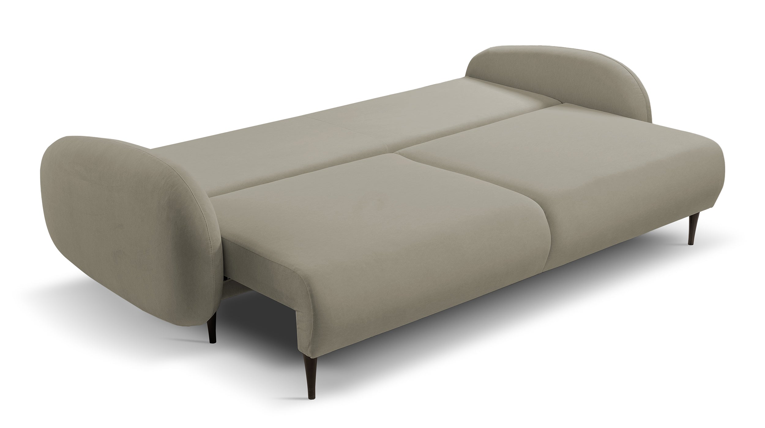 Ausziehbares Sofa Bafra mit Schlafunktion und Bettkasten, beige Samt