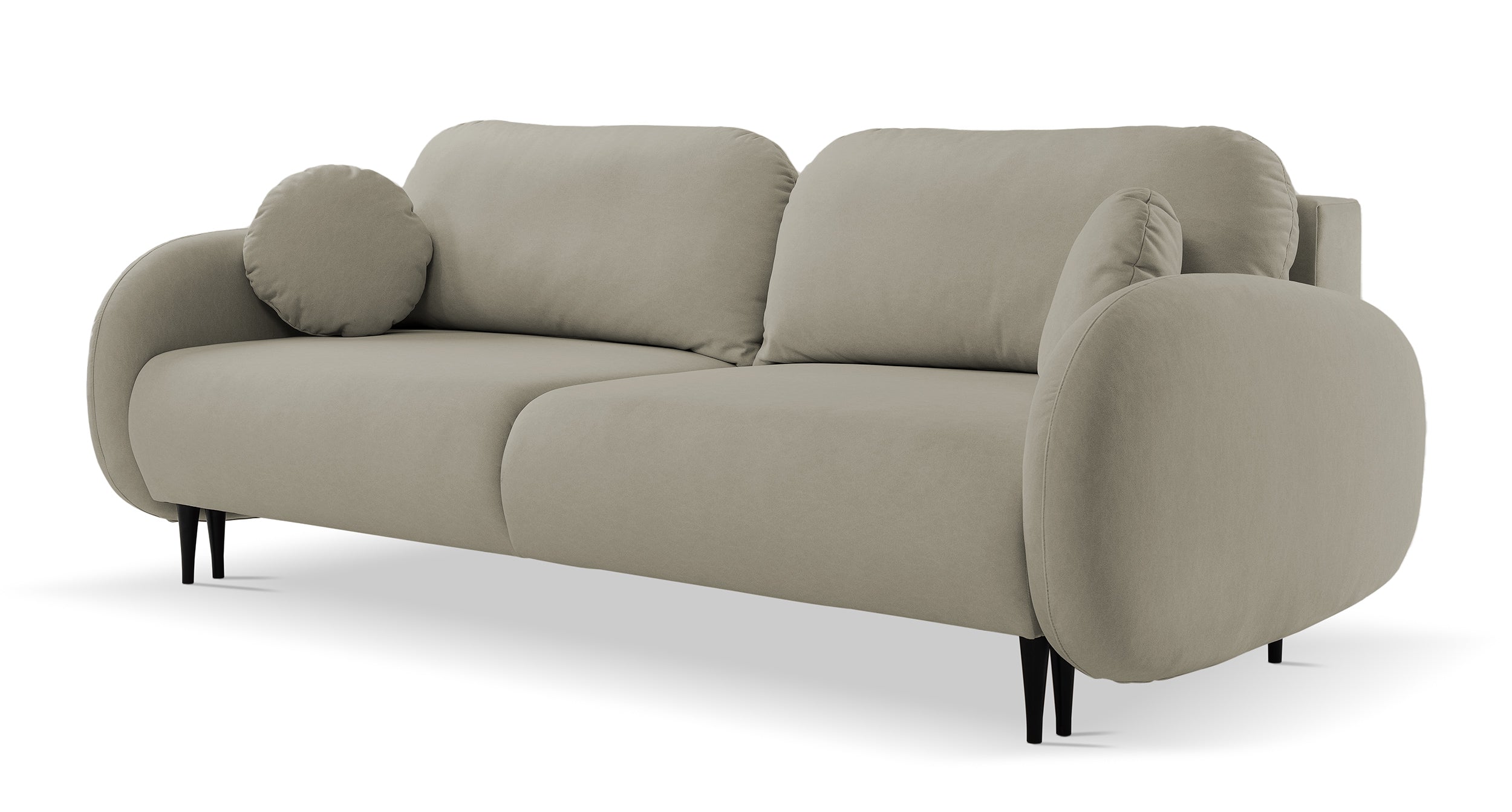 Ausziehbares Sofa Bafra mit Schlafunktion und Bettkasten, beige Samt