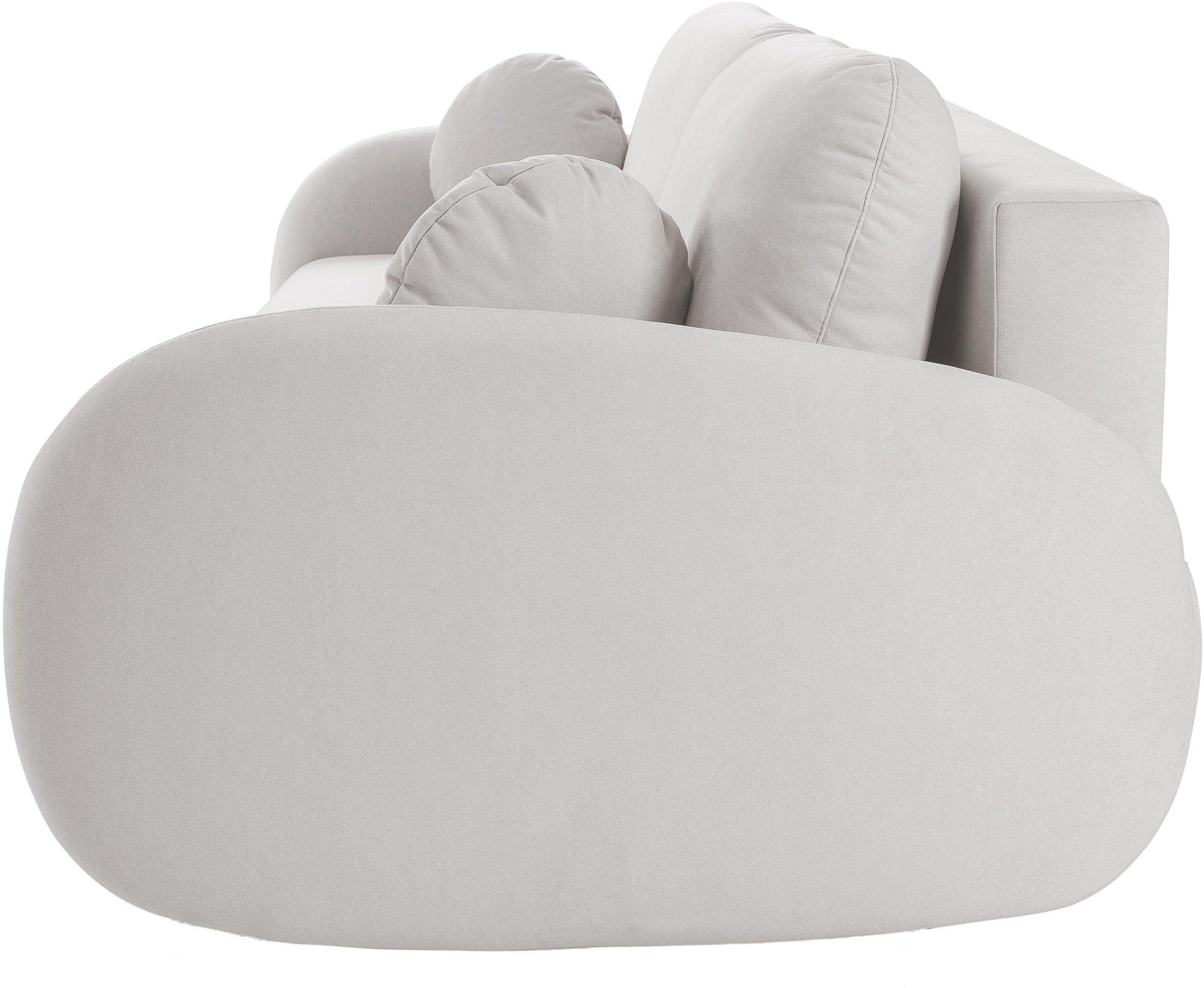 Schlafsofa Bafra mit Schlaffunktion und Bettkasten, cremefarbenes Samtvelours