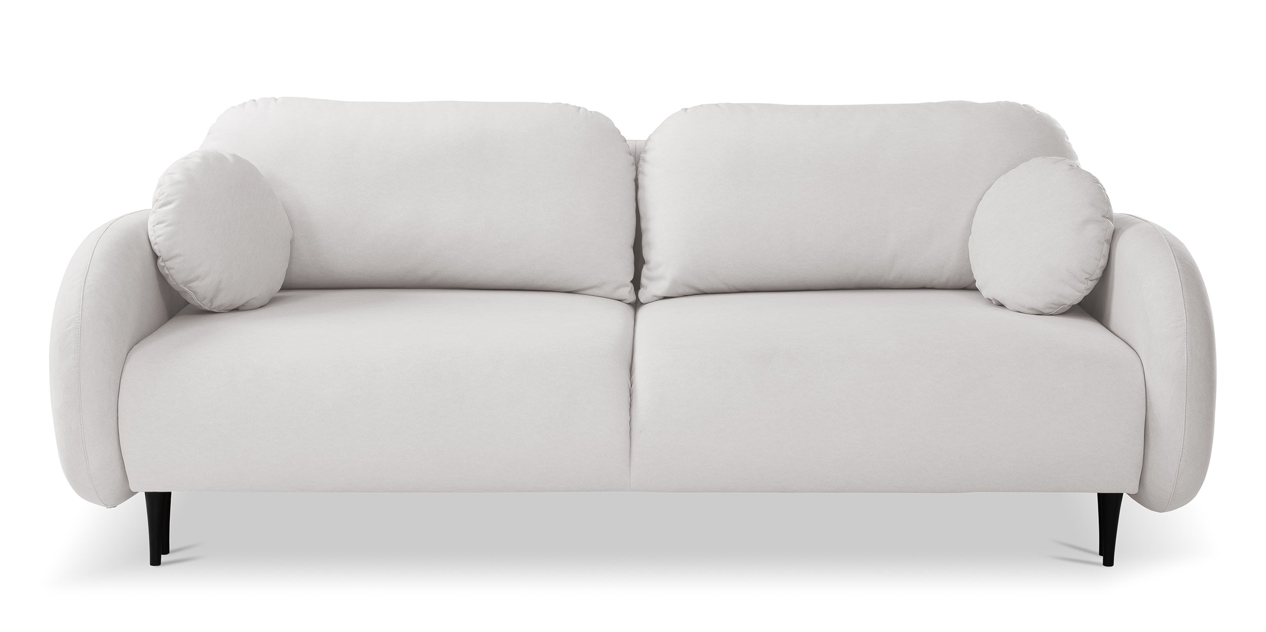 Schlafsofa Bafra mit Schlaffunktion und Bettkasten, cremefarbenes Samtvelours