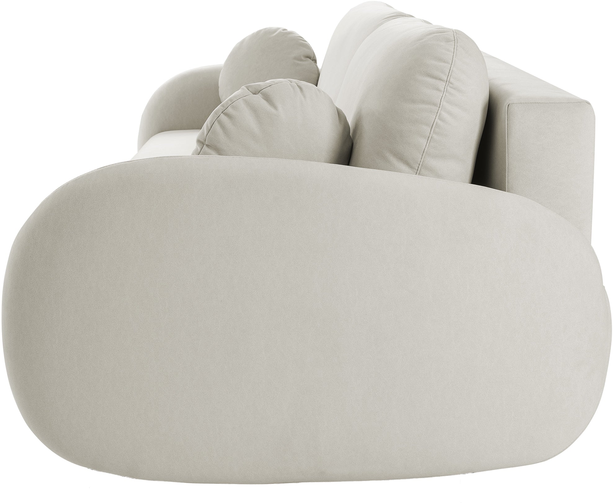 Ausziehbare Bafra-Sofa mit Schlaffunktion und Bettkasten, hellbeige Samt