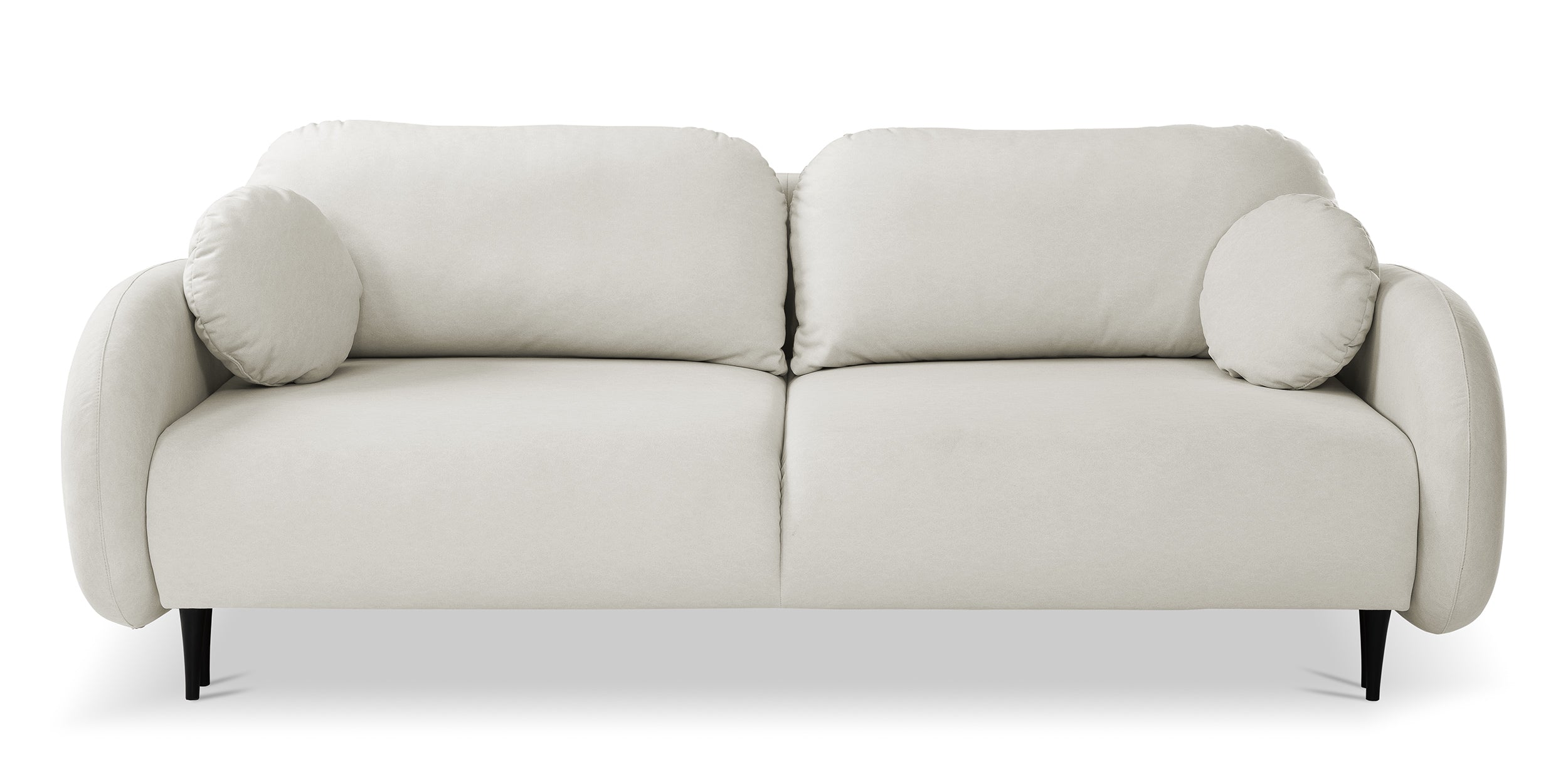 Ausziehbare Bafra-Sofa mit Schlaffunktion und Bettkasten, hellbeige Samt