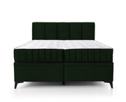 Kontinentales Bett 180x200 cm Beriano mit Stauraum und Matratze, Flaschengrün Samt