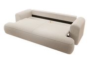 Dreisitziges ausklappbares Sofa Ovo mit Stauraum, beige Bouclé
