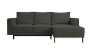 Ecksofa mit Schlaffunktion Rodario Mini, L-förmig, mit Stauraum, olivgrüner, pflegeleichter Samt, rechtsseitig