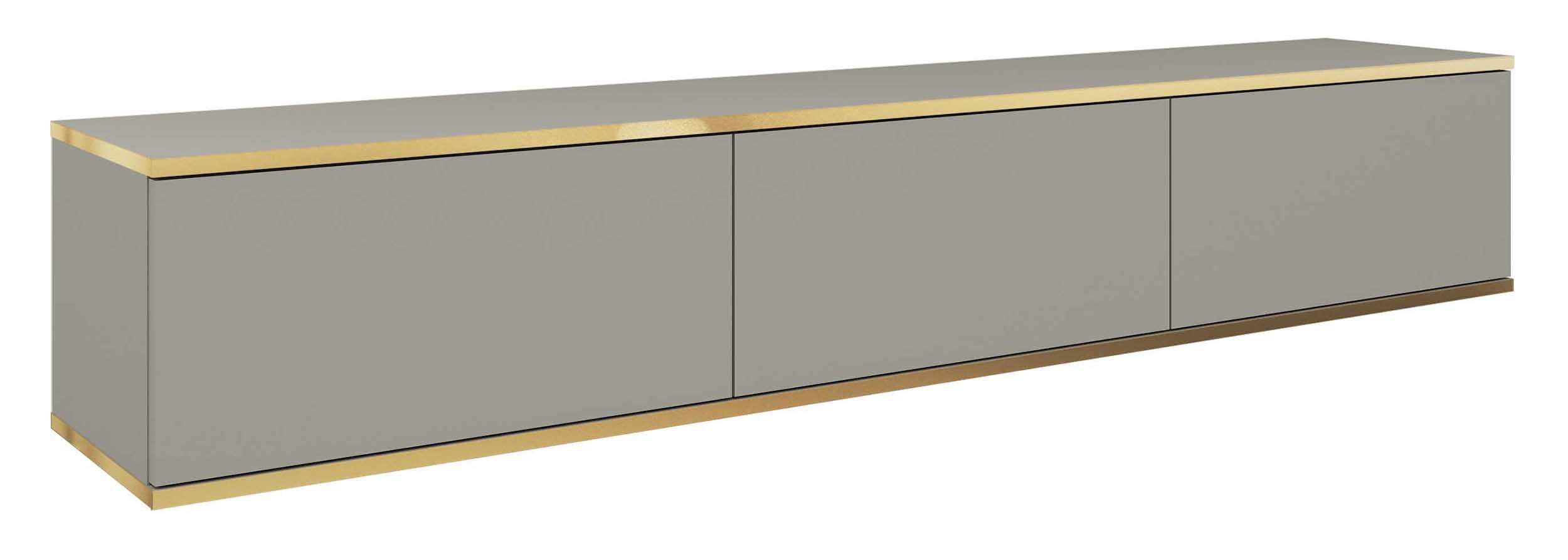 TV-Schrank Mucalma 175 cm grau mit goldenen Einsätzen