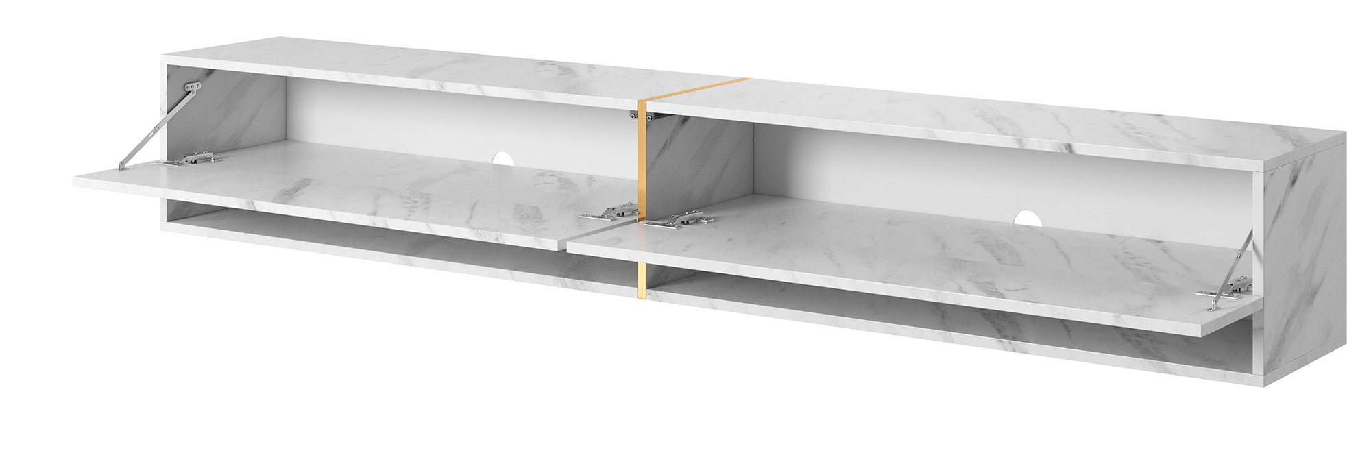 TV-Schrank Mirrgo 200 cm weißer Marmor mit goldener Einlage