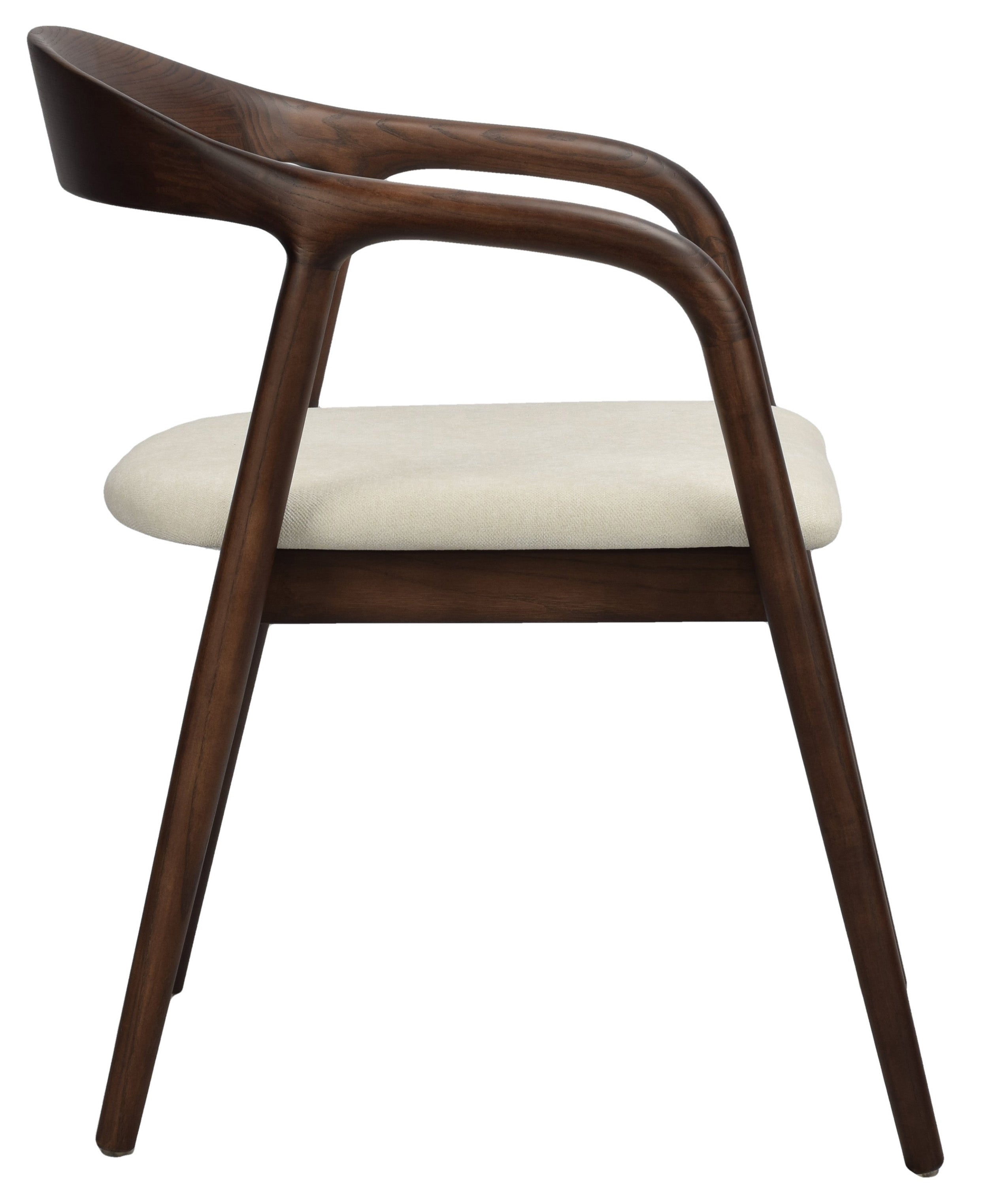 Holzstuhl für das Esszimmer Insible mit leicht zu reinigendem Stoff, cremefarbene Flechtung/Nussbaum