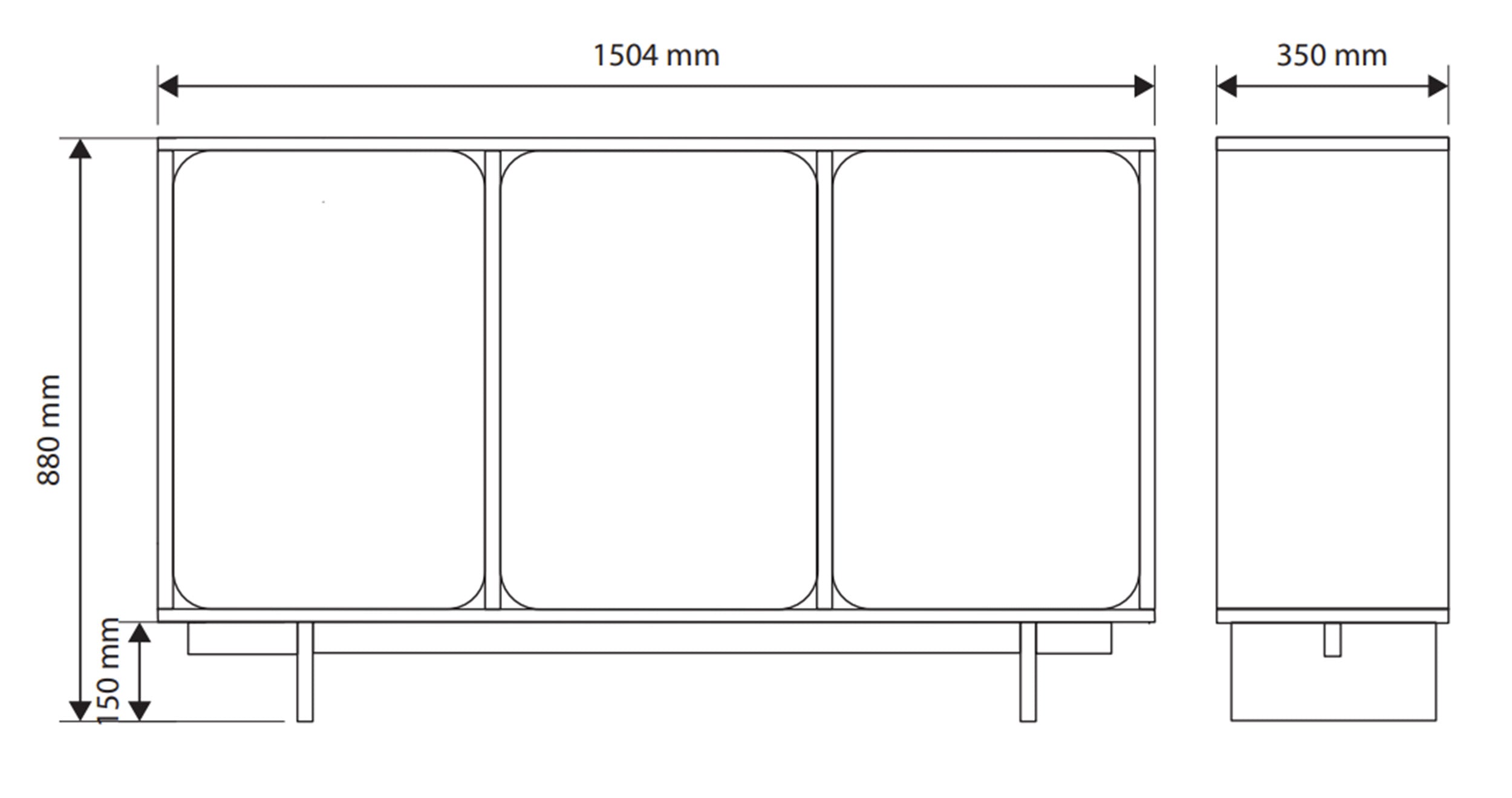 Drehtür-Kommode Wuwu 150 cm in Grau-Beige
