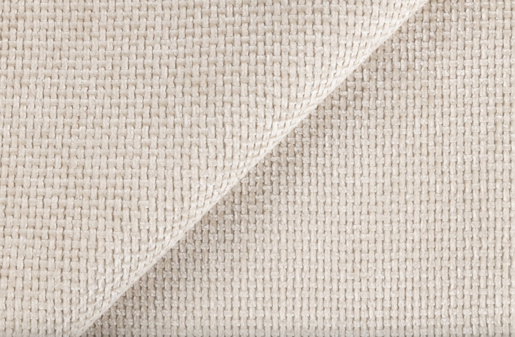 Dreisitziges Sofa Dandelino mit Schlafunktion, hellbeiger hydrophober Chenillestoff
