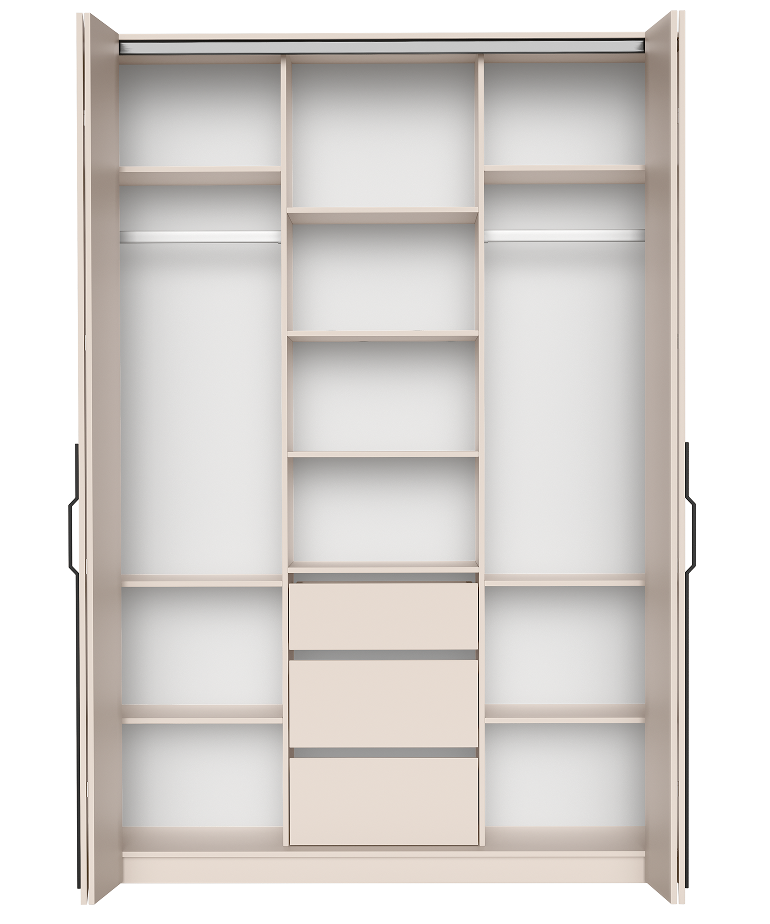 Zweiflügeliger Schrank Bari mit drei Schubladen, 170 cm, Kaschmirfarben