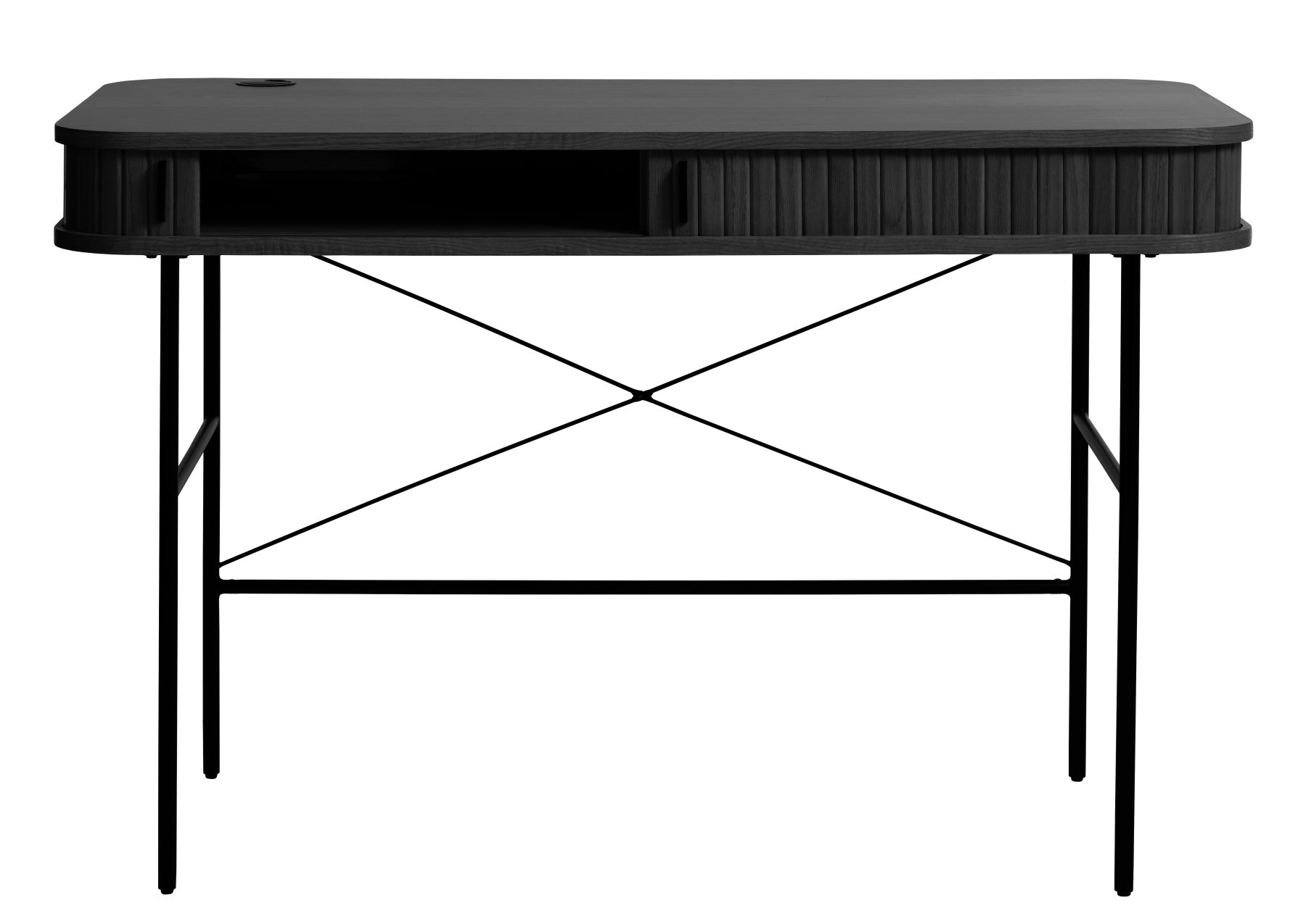 Schreibtisch Gativel 120x60 cm Lamellen Eiche Schwarz
