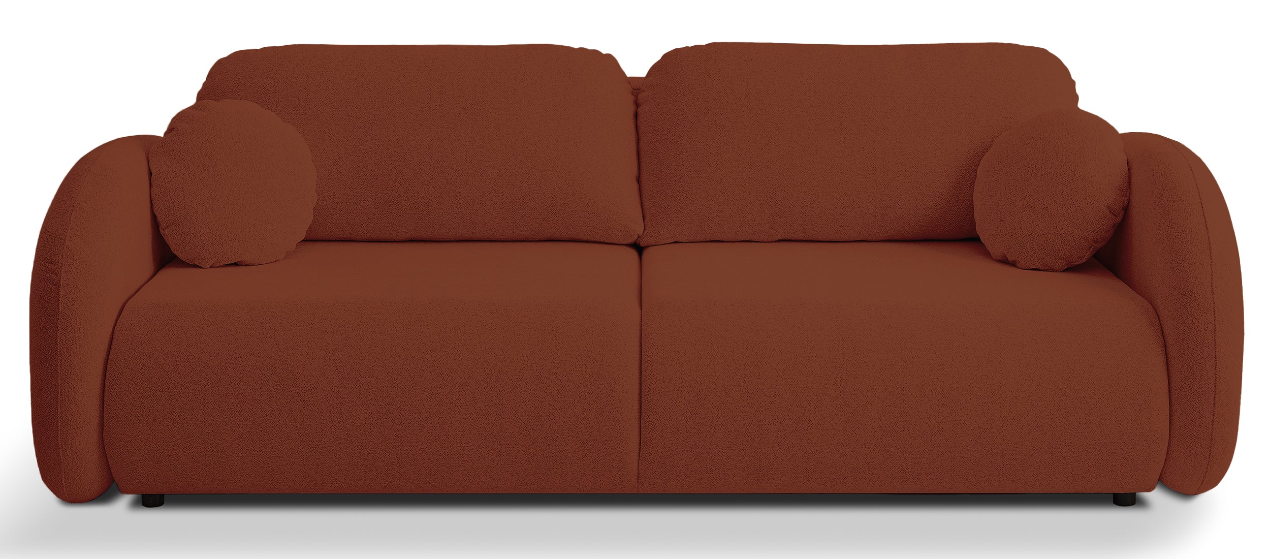 Dreisitziges ausklappbares Sofa Ovally mit Stauraum, kupferfarbenes Chenille