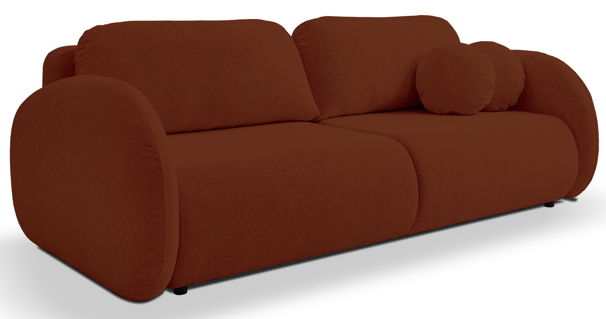 Dreisitziges ausklappbares Sofa Ovally mit Stauraum, kupferfarbenes Chenille