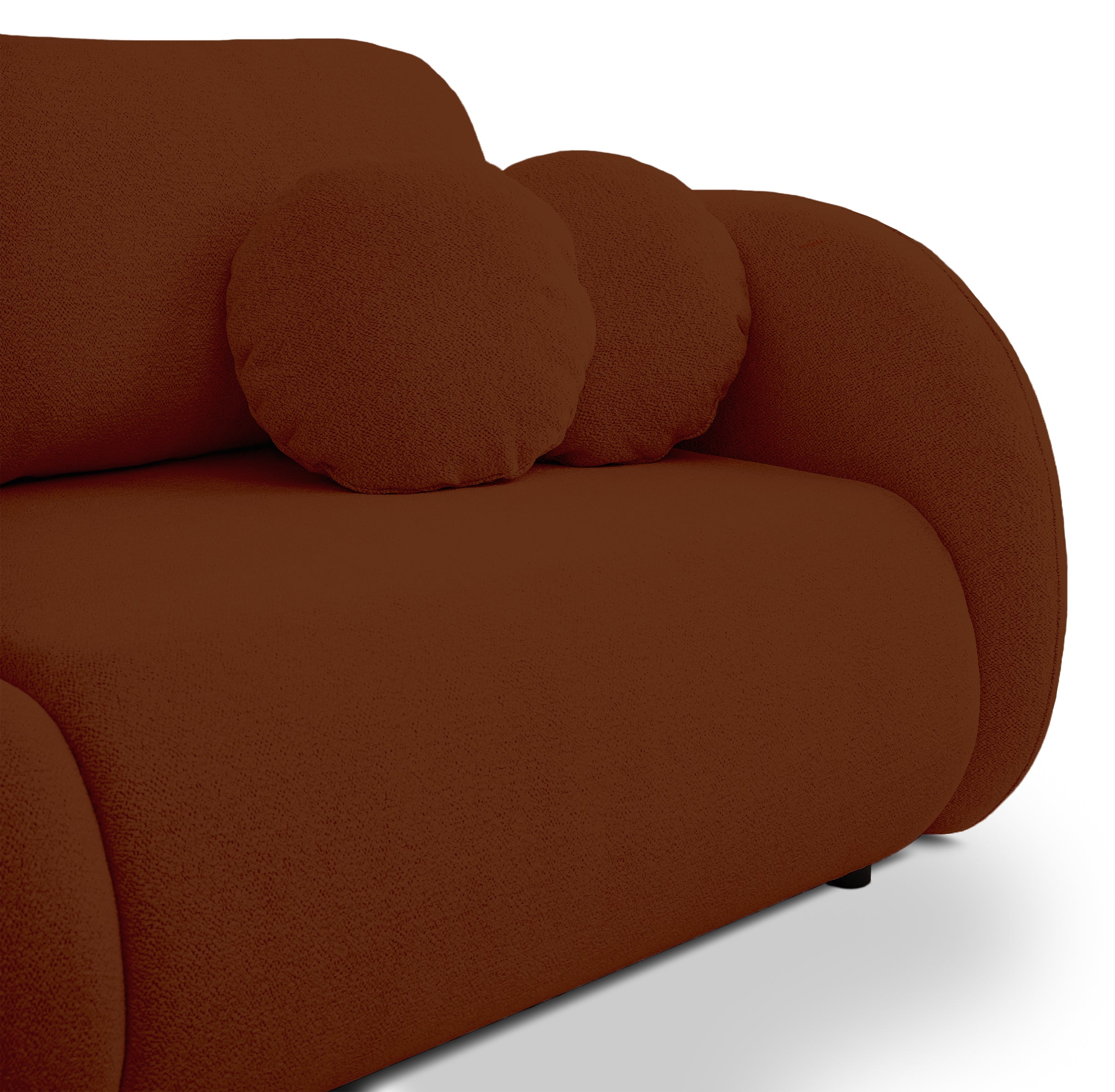 Dreisitziges ausklappbares Sofa Ovally mit Stauraum, kupferfarbenes Chenille