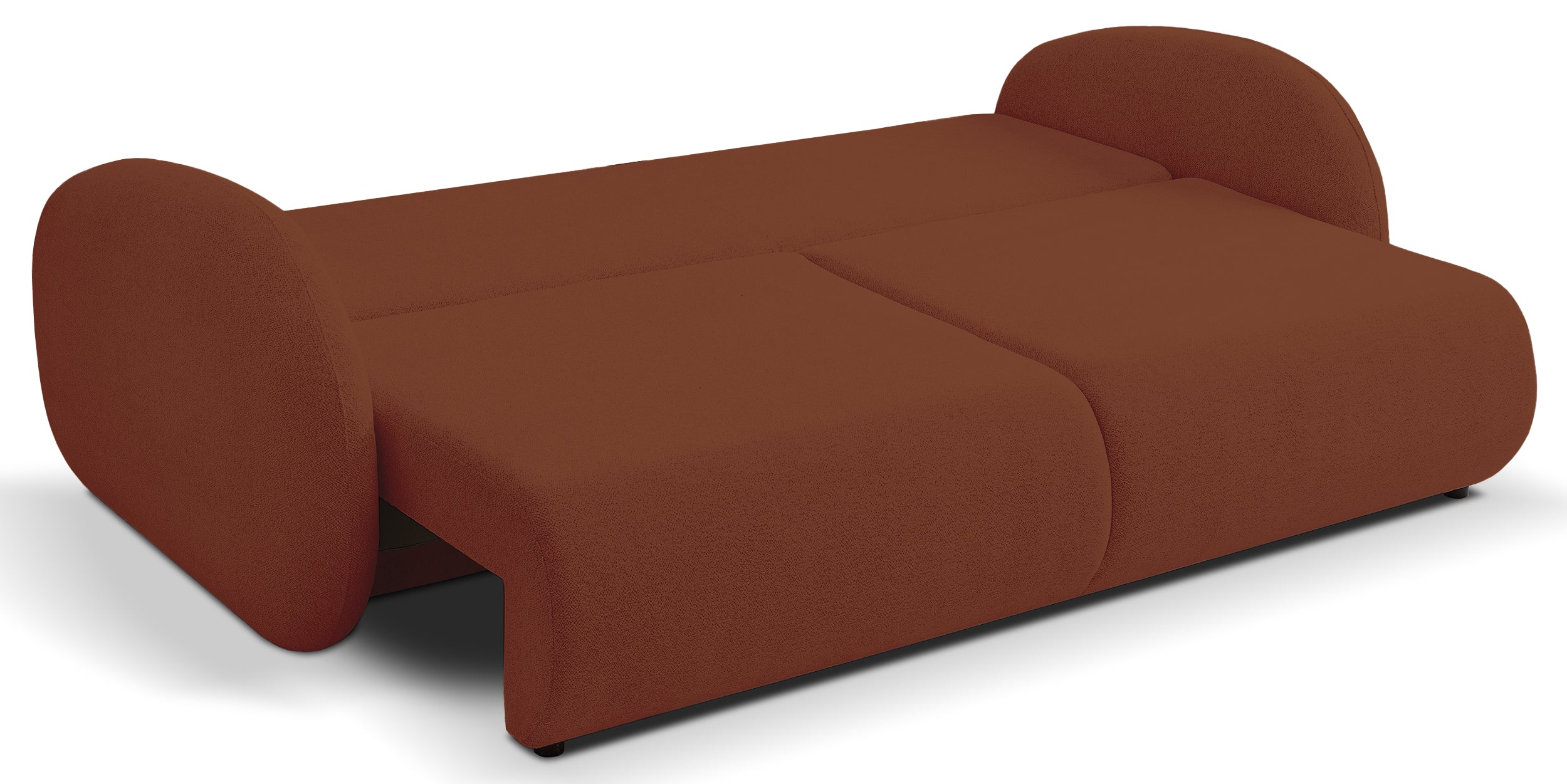 Dreisitziges ausklappbares Sofa Ovally mit Stauraum, kupferfarbenes Chenille