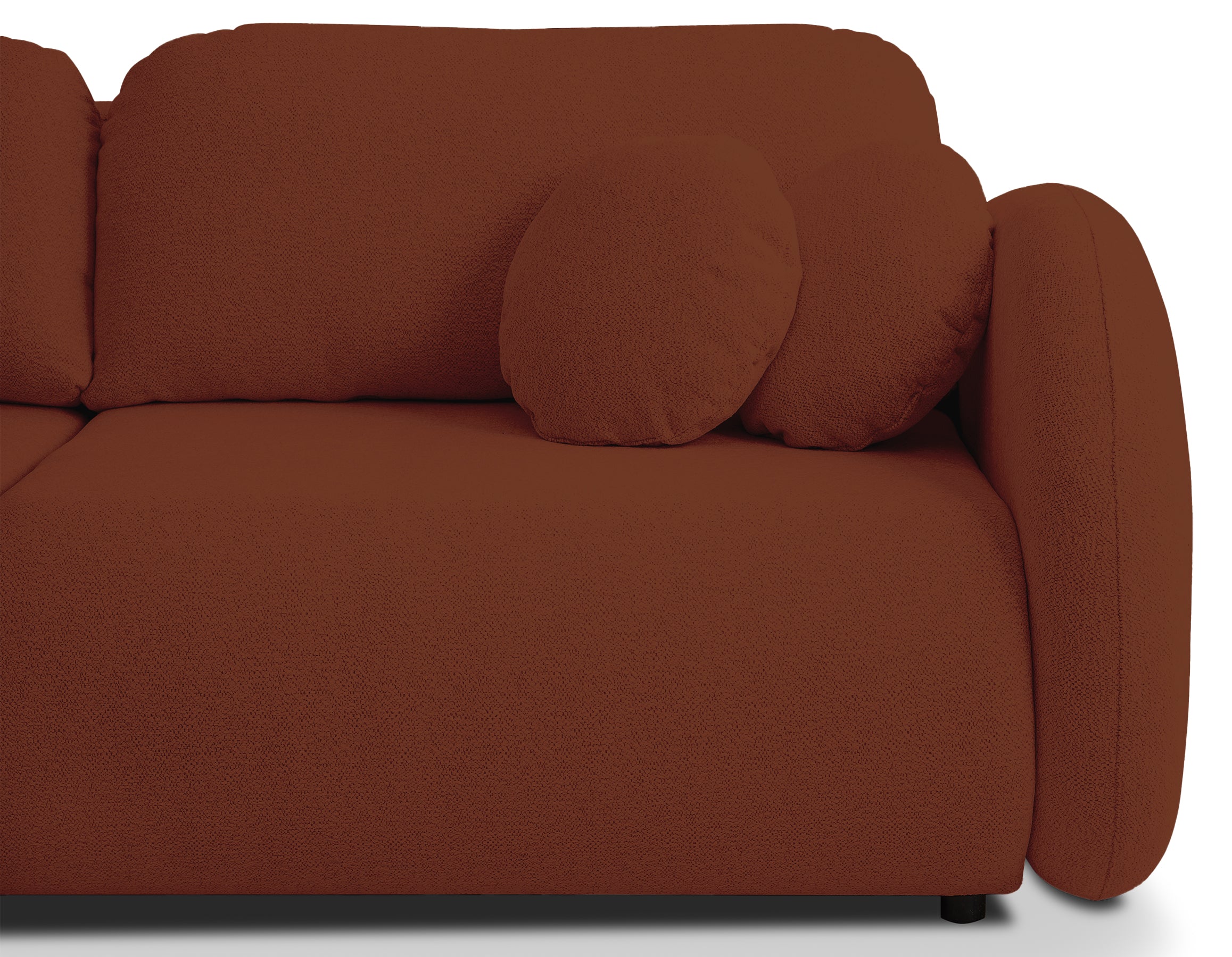 Dreisitziges ausklappbares Sofa Ovally mit Stauraum, kupferfarbenes Chenille