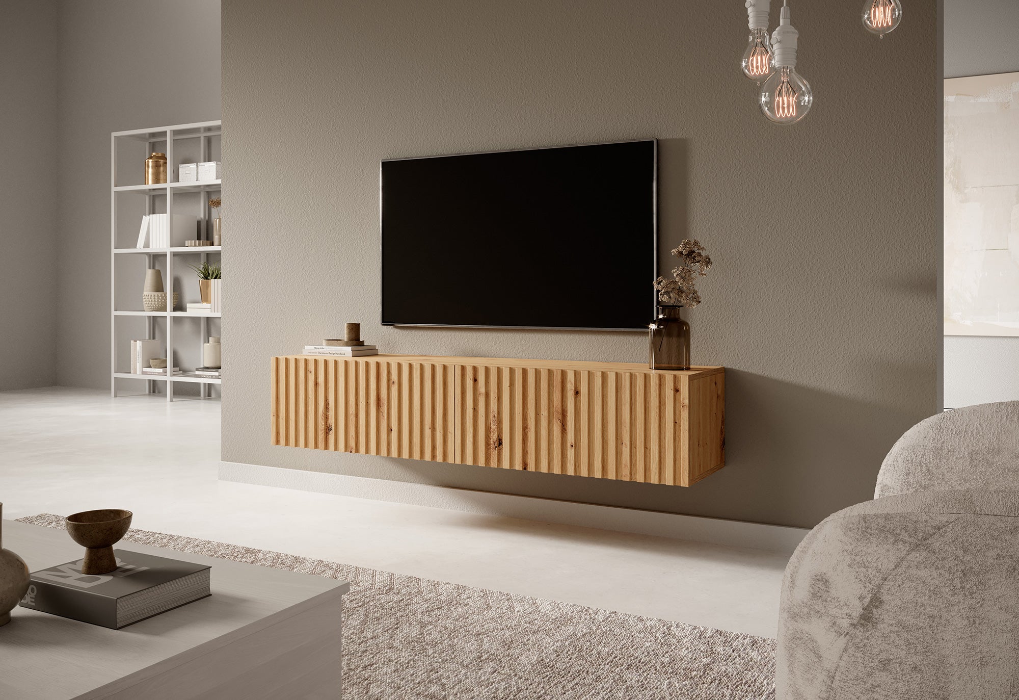 TV-Schrank Telire 138,6 cm Artisan Eiche Lamellen