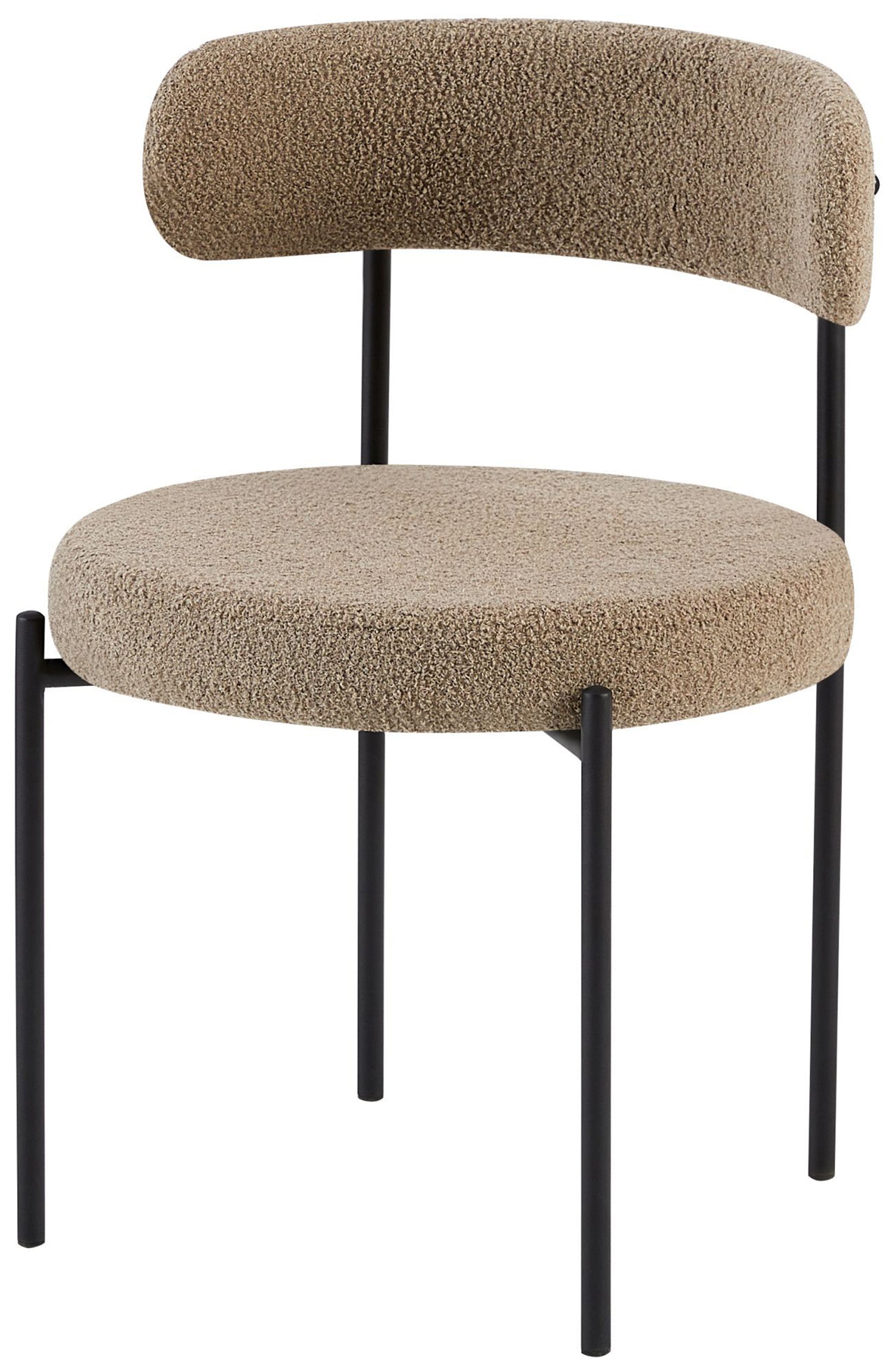 Polsterstuhl Femiss mit Bouclé-Stoff in Dunkelbeige