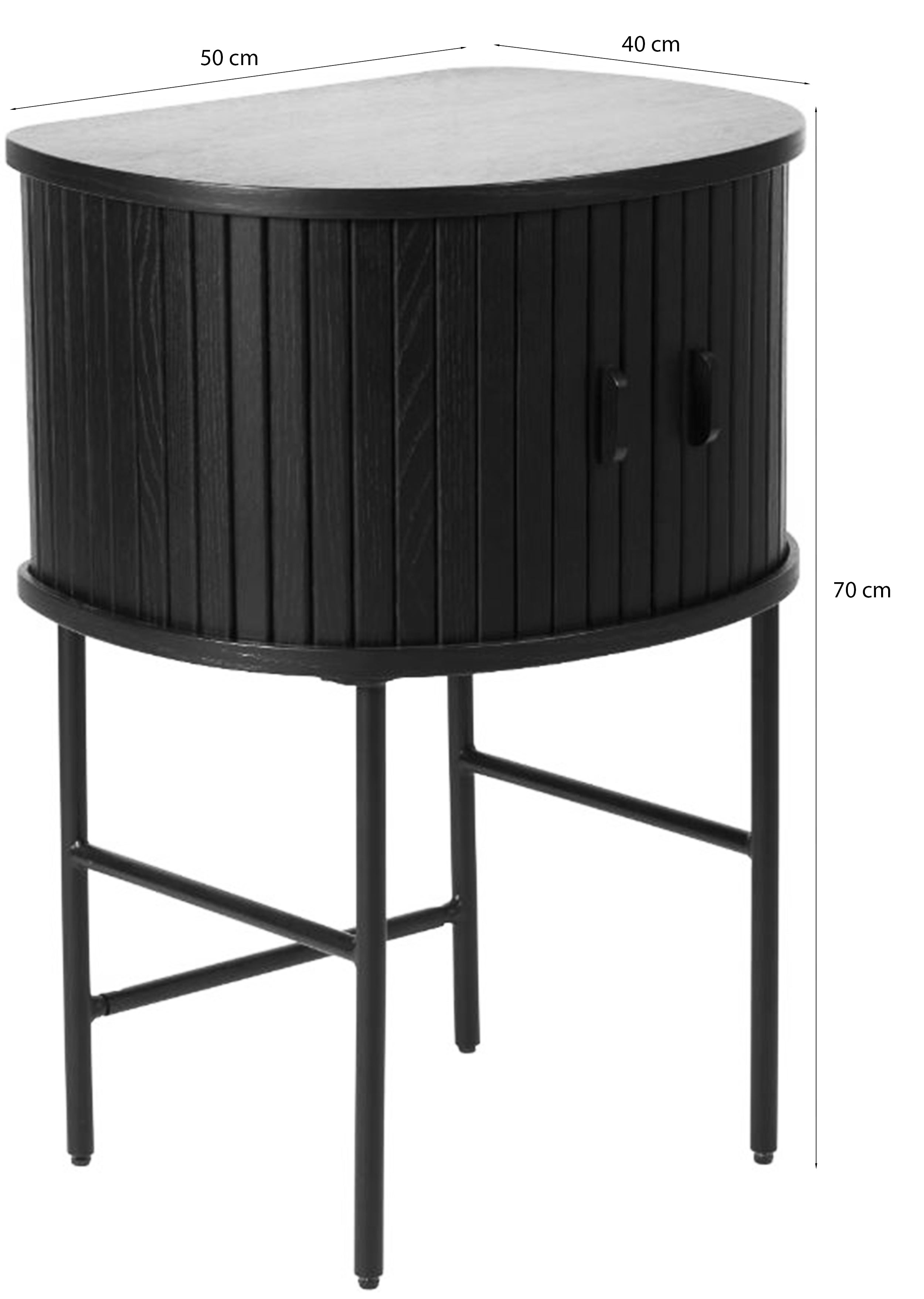 Nachttisch Gativel 50x70 cm Lamellen Eiche Schwarz