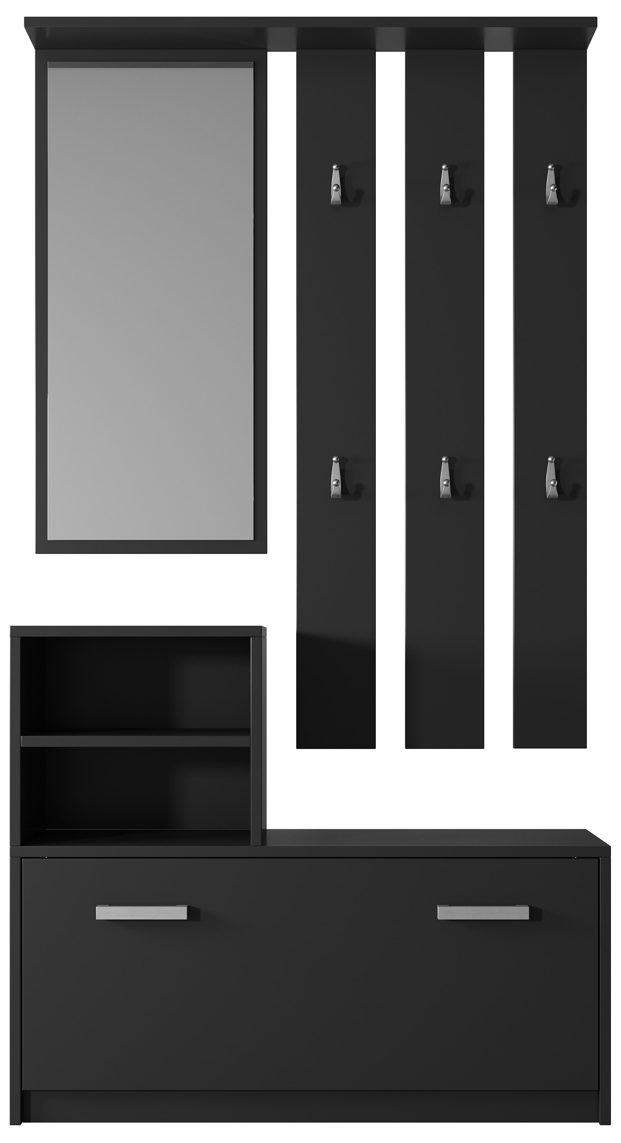 Yesfir Flur-Set mit Spiegel, Haken, Regalen und Schuhschrank Schwarz