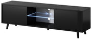 TV-Schrank Lefyr 140 cm Matt Schwarz / Hochglanz Schwarz