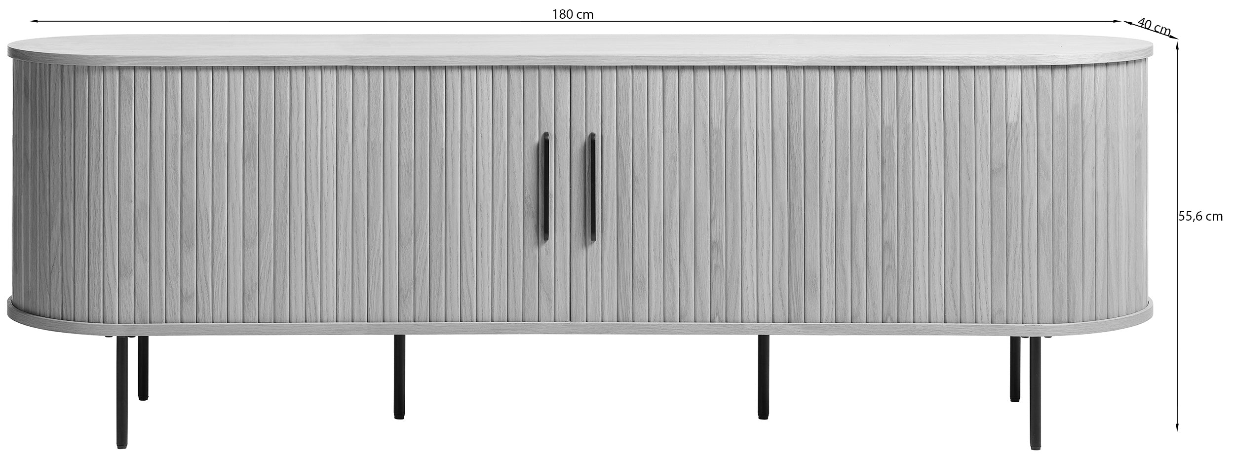TV-Schrank Gativel 180 cm Lamellen Eiche Schwarz