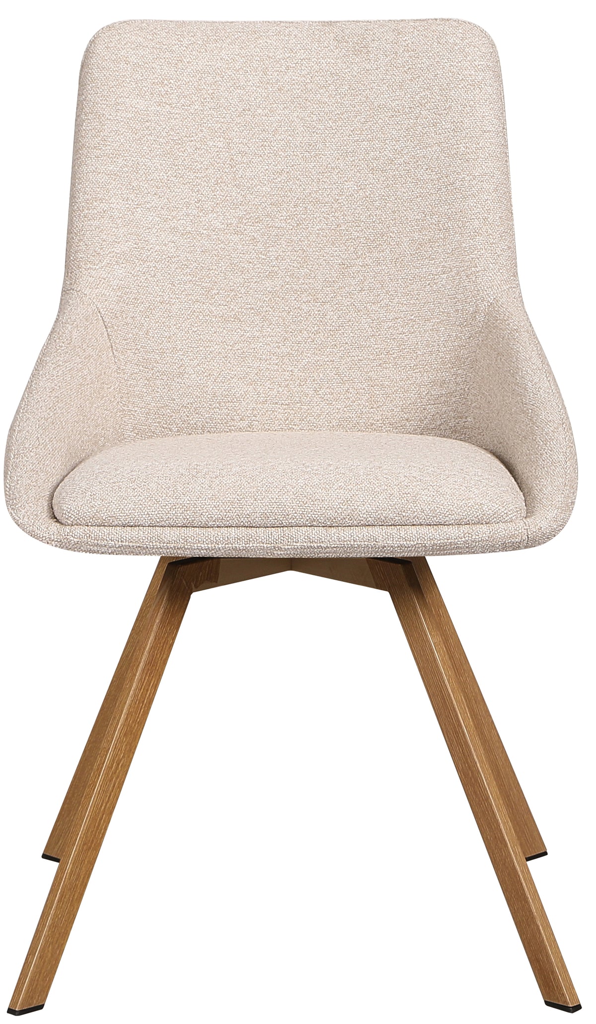 Drehbarer gepolsterter Stuhl Yanii in Beige Bouclé auf natürlicher Eichenbasis