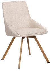 Drehbarer gepolsterter Stuhl Yanii in Beige Bouclé auf natürlicher Eichenbasis