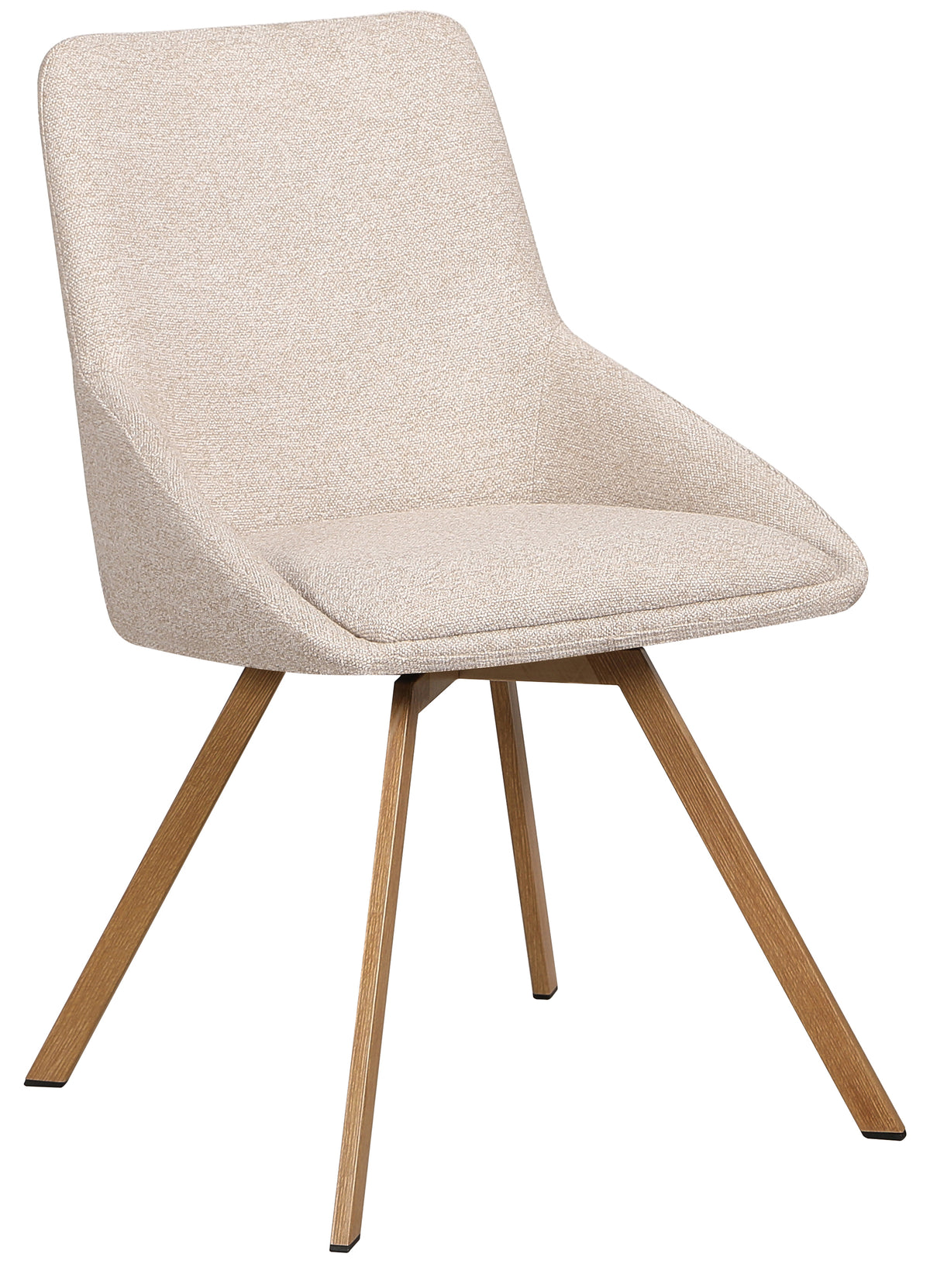 Drehbarer gepolsterter Stuhl Yanii in Beige Bouclé auf natürlicher Eichenbasis